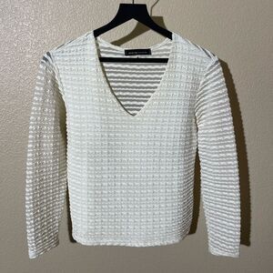 Stripe by Rayure Paris White Textured Stripe Top